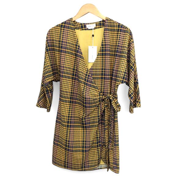 NWT Lovers and Friends Bobbie Mini Dress in Yellow Plaid Size S - Picture 3 of 10